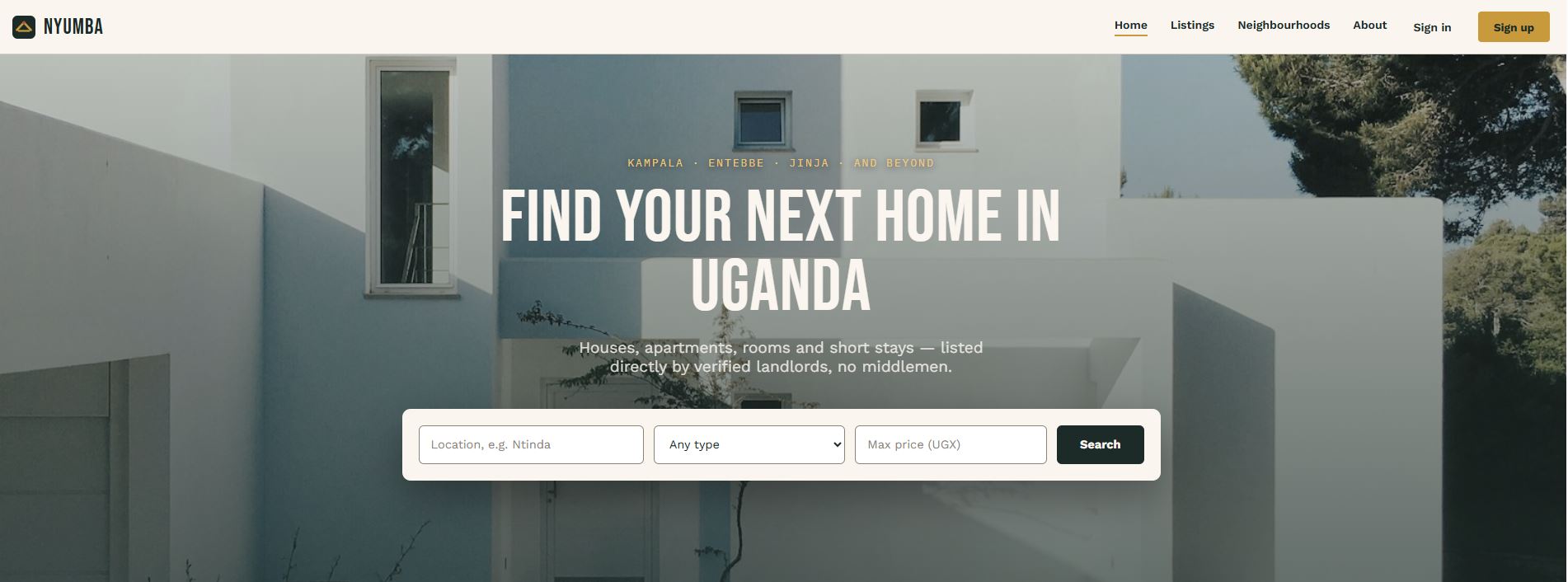 NYUMBA real estate listing site