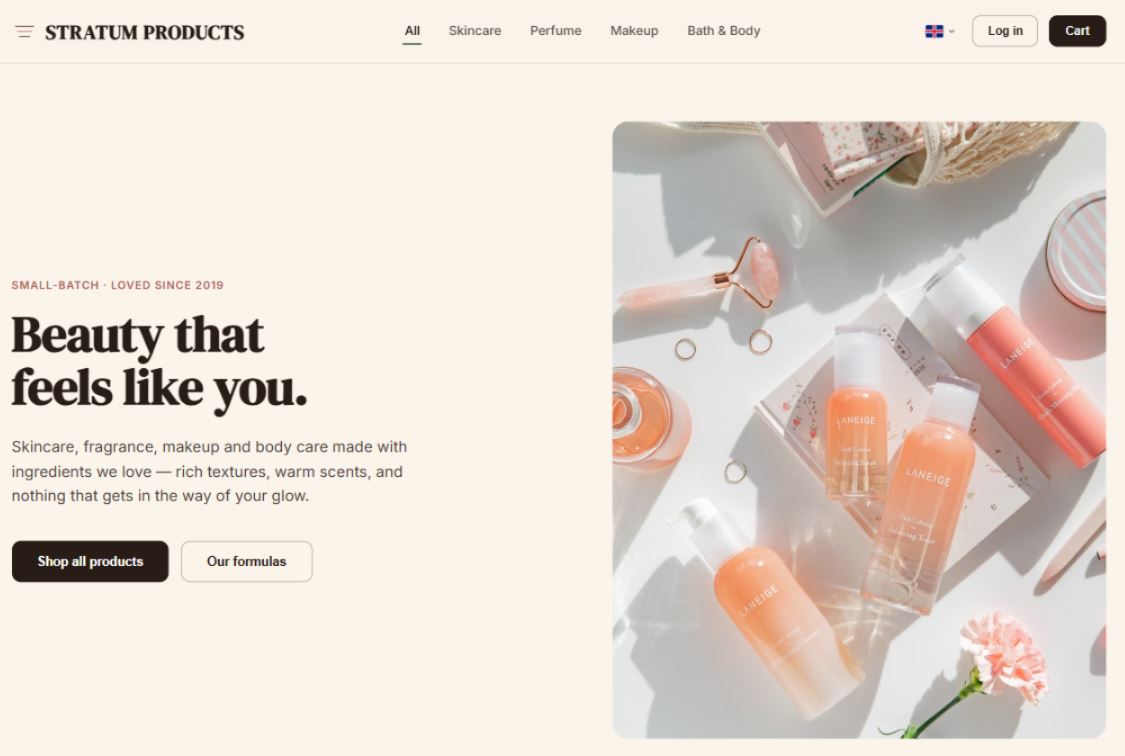 Stratum Perfumes landing page